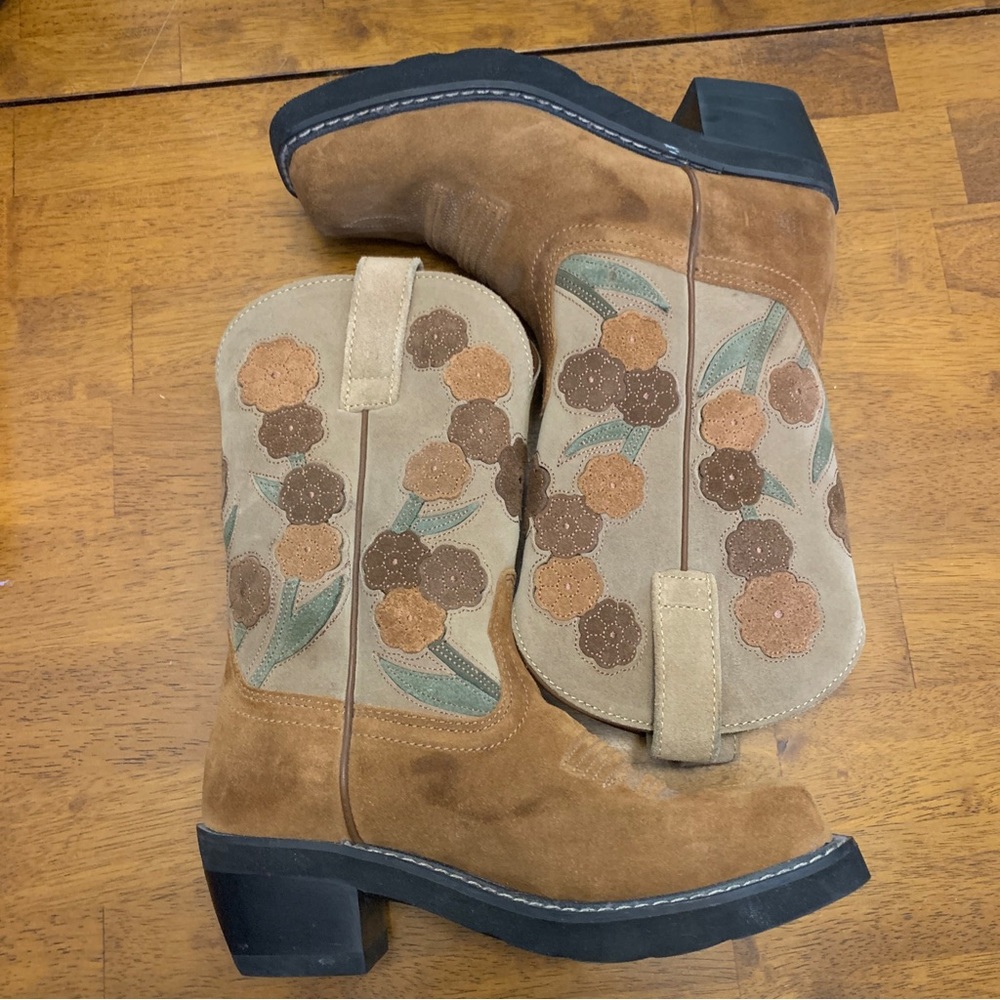 Ariat Doll Baby Chestnut Floral Western Cowboy Square Toe Boots 6 B Rodeo 16230